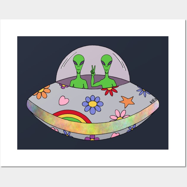 They Come in Peace UFO Wall Art by AzureLionProductions